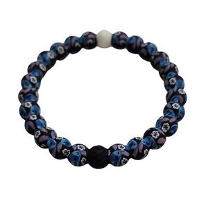 Lokai Unisex Lilo & Stitch Beaded Bracelet Black Blue Disney Hibiscus Size Large